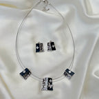 Black Enamel and Sterling Silver Butterfly Jewelry Set