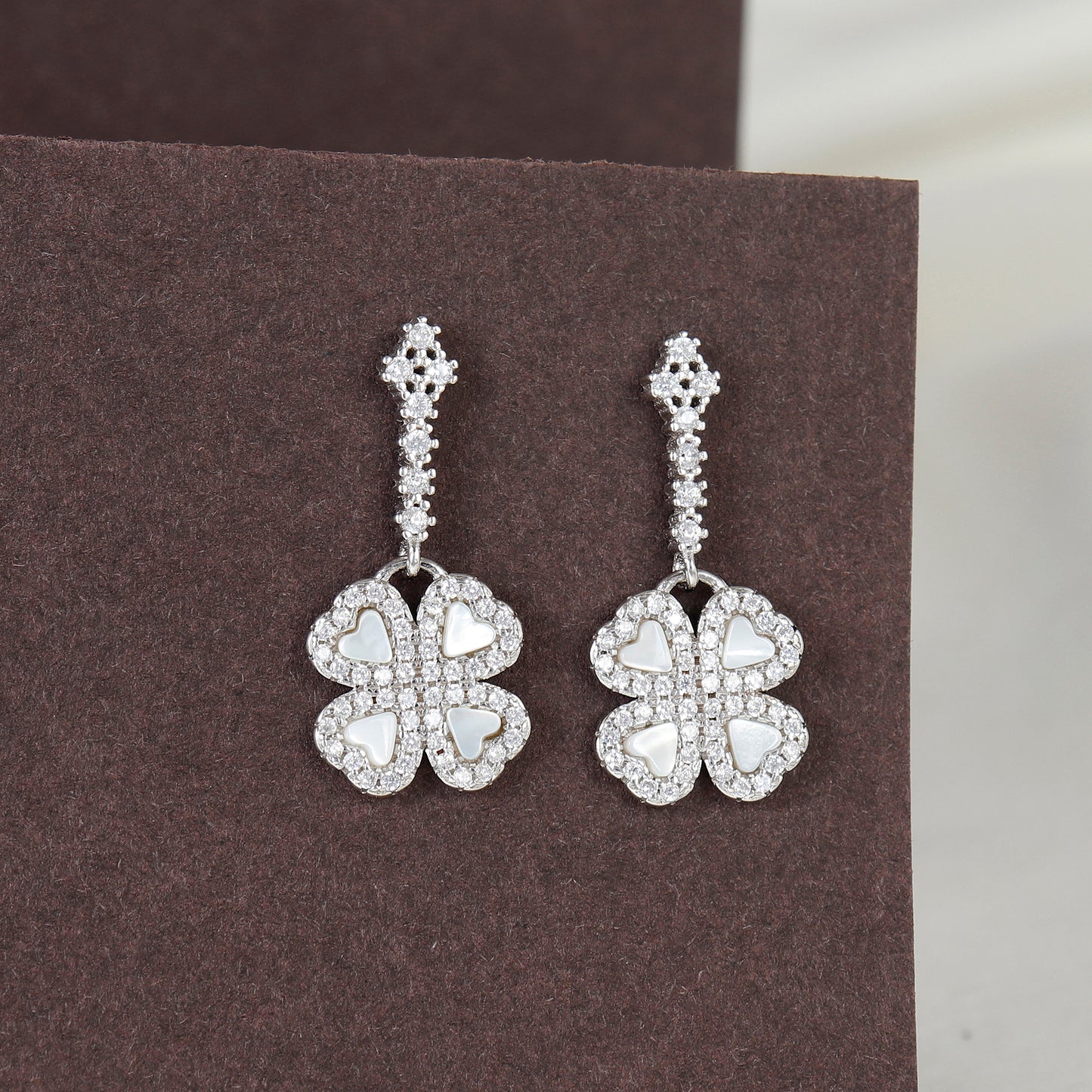 Heart Floral Fan Silver Earring