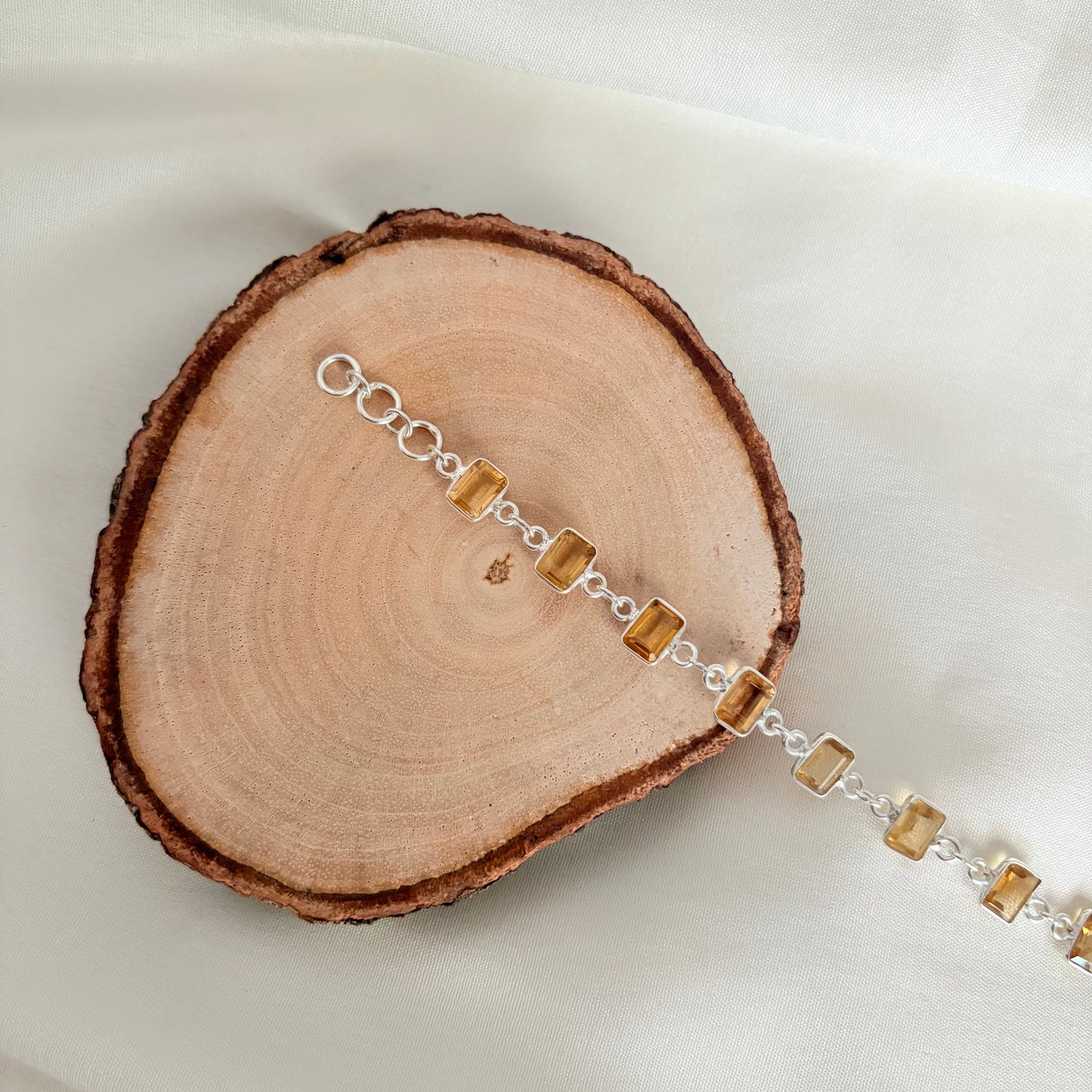Minimalist 925 Sterling Silver Natural Citrine Bracelet