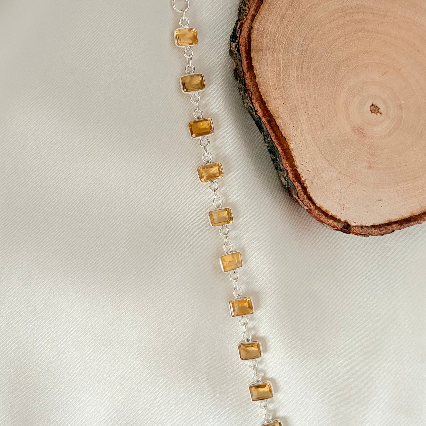 Minimalist 925 Sterling Silver Natural Citrine Bracelet
