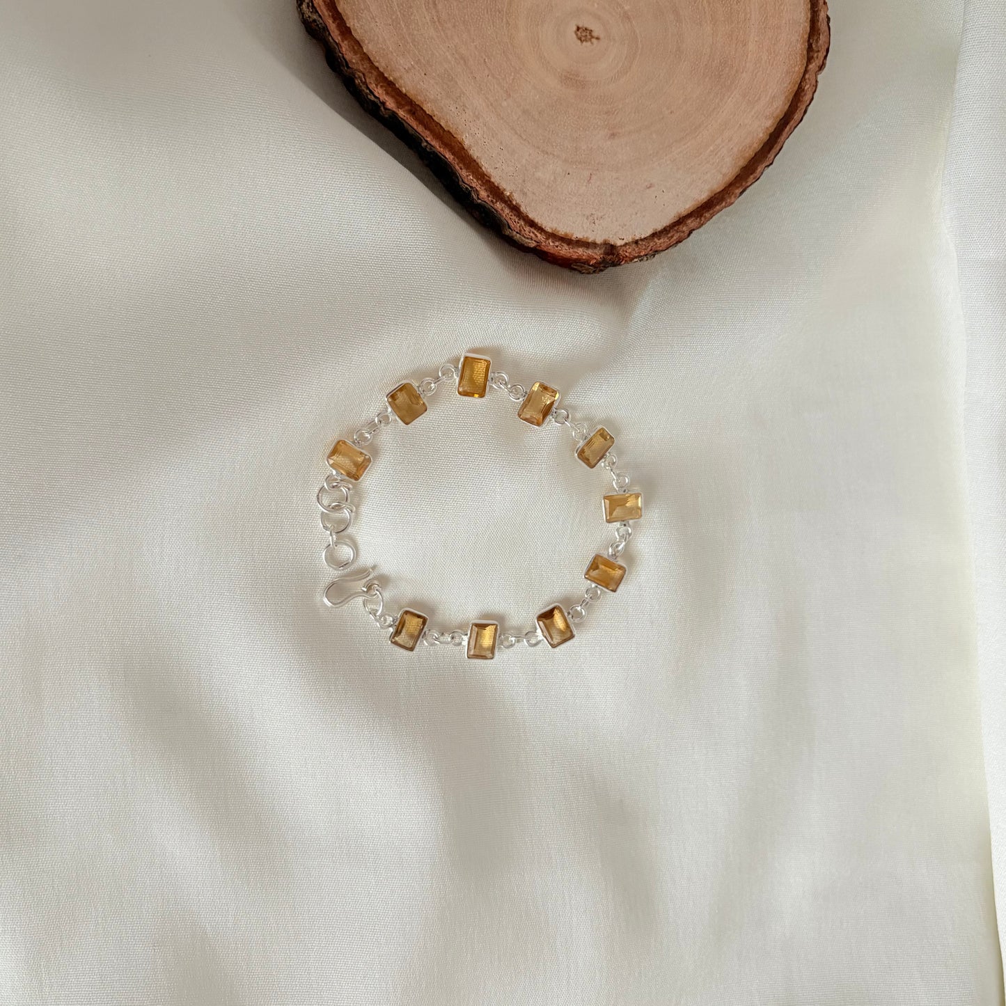 Minimalist 925 Sterling Silver Natural Citrine Bracelet