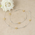 Luminous Petal Bead Silver Anklet
