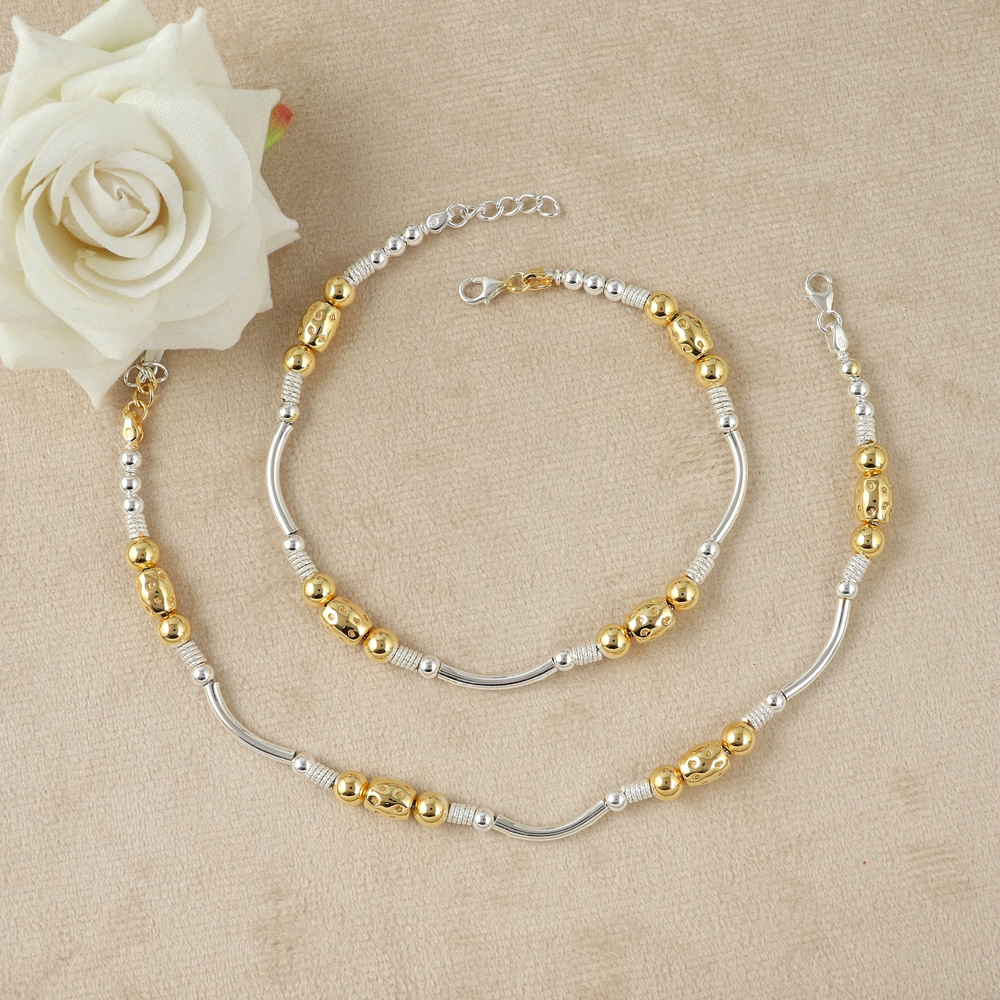 Harmony Dual-Tone Silver Anklet