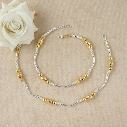 Harmony Dual-Tone Silver Anklet