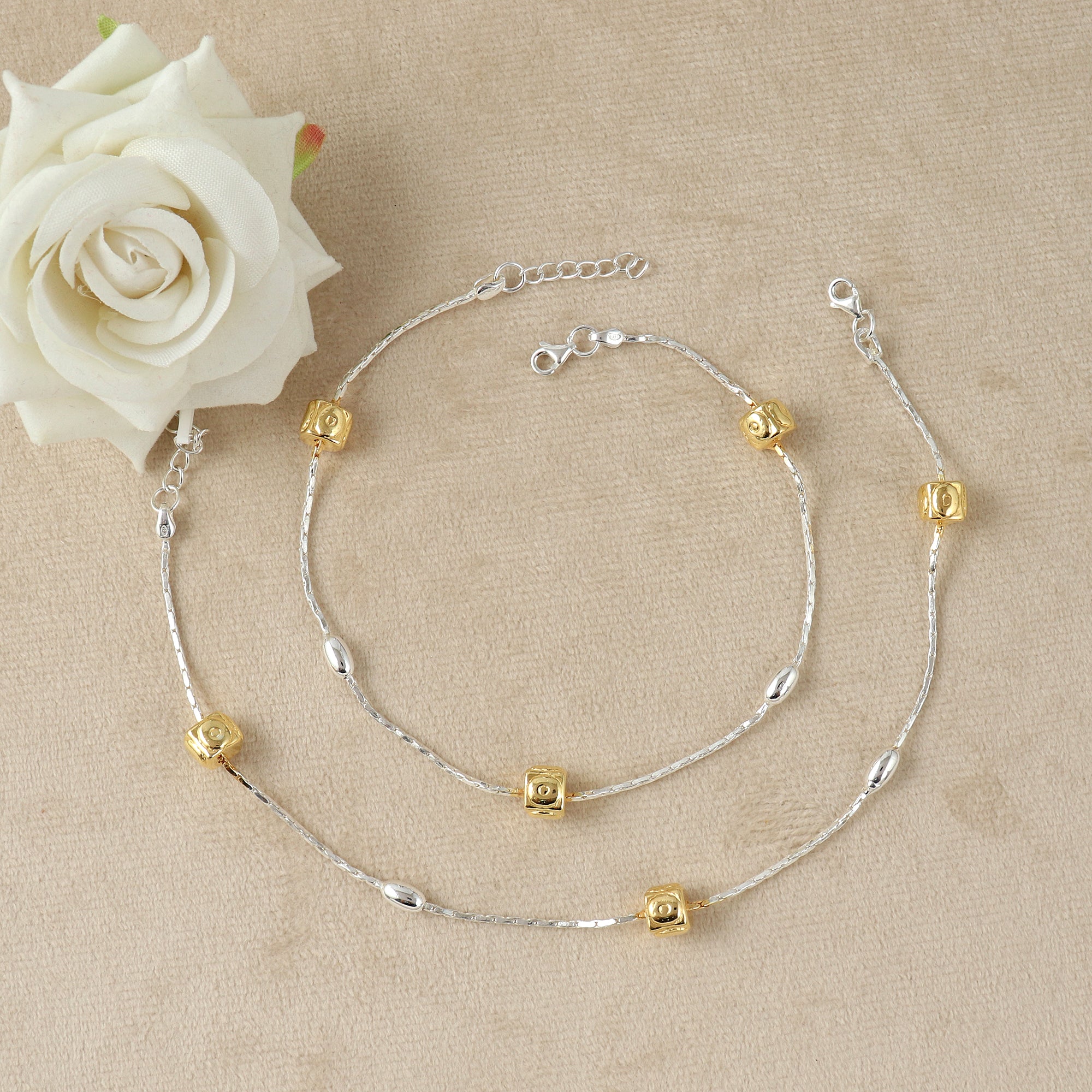 Radiant Orbit Silver Charm Anklet