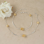 Twin Glow Dual-Tone Silver Anklet