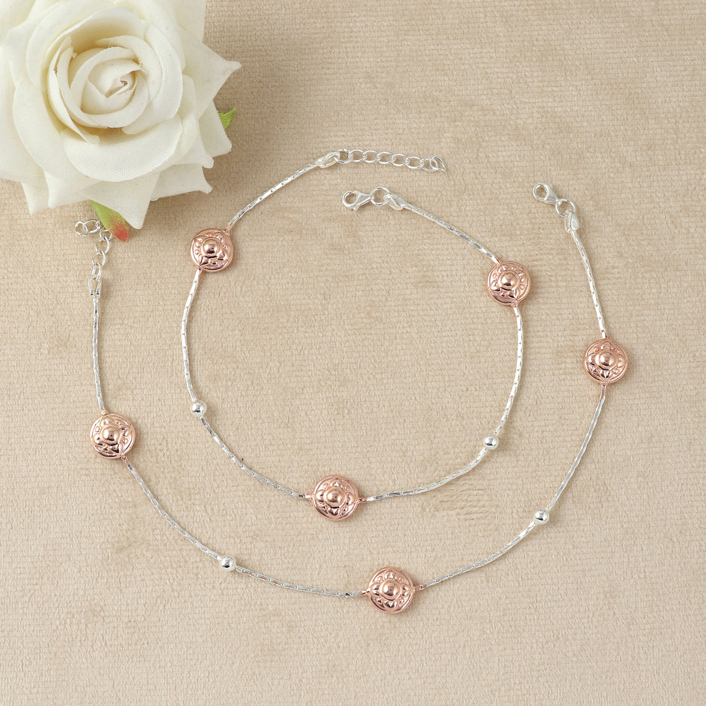 Regal Orb Silver Anklets