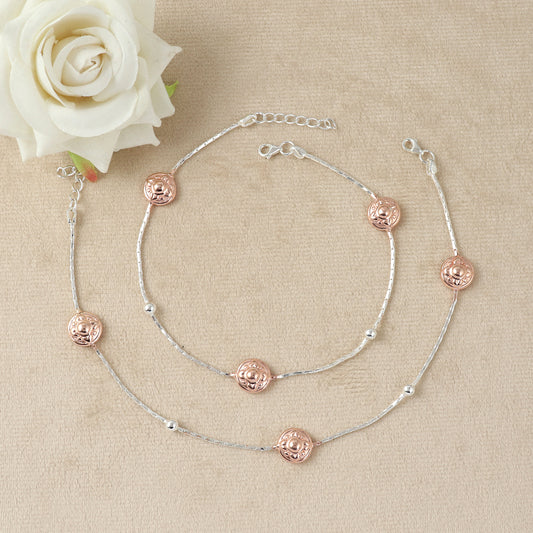 Regal Orb Silver Anklets