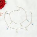 Dangling Charm Bead Silver Anklet
