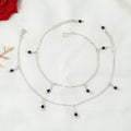 Silver Anklet with Black Beads