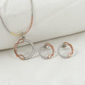 Rose Gold Twist Circle Silver Pendant Set