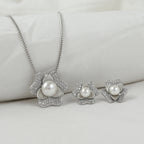 Pearl Blossom Silver Pendant Set