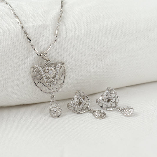 Silver Filigree Drop Pendant Set