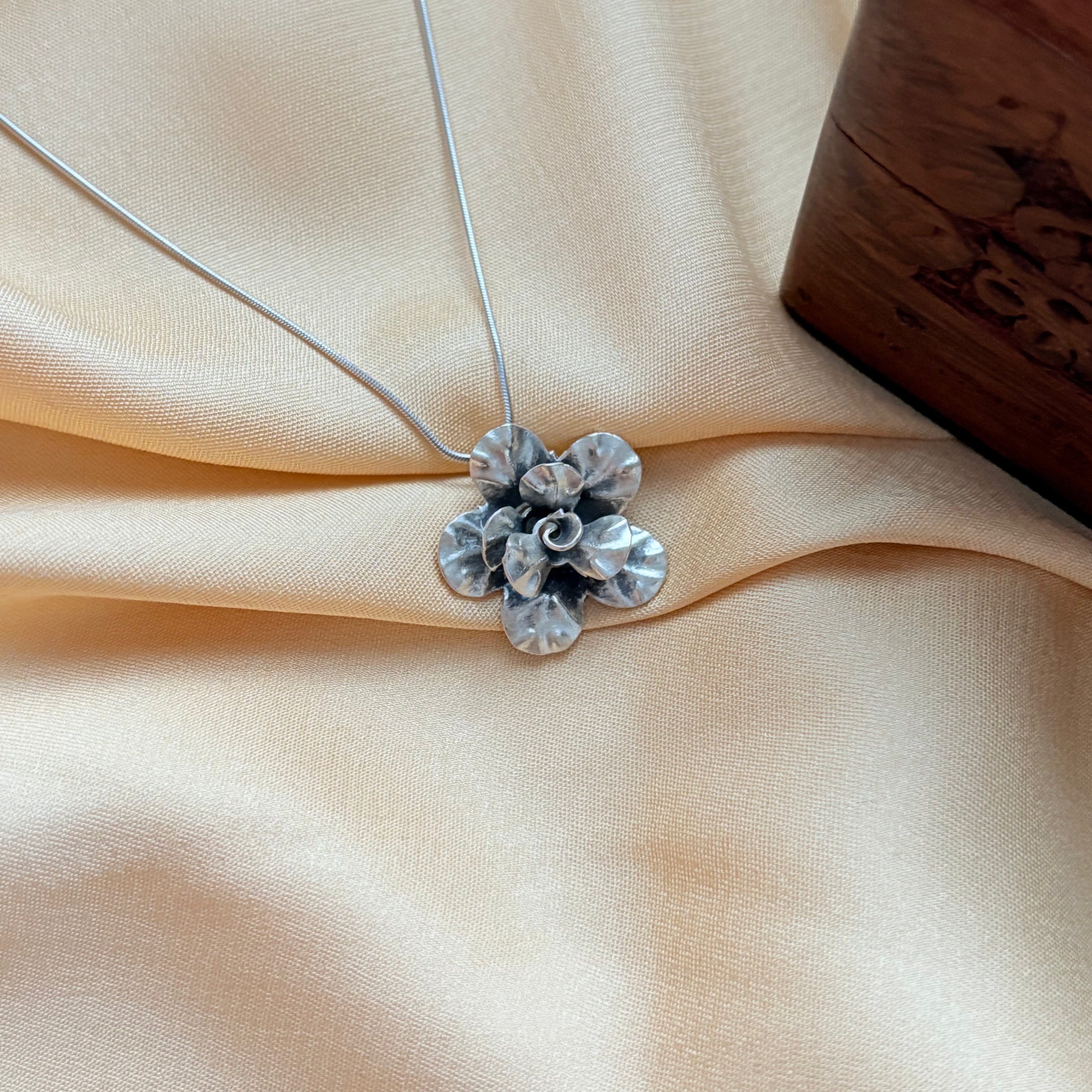 Serene Petal Silver Pendant