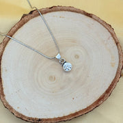Round Cubic Zirconia Dailywear Silver Pendant