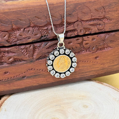 925 Gold Polished Silver Coin Heritage Pendant