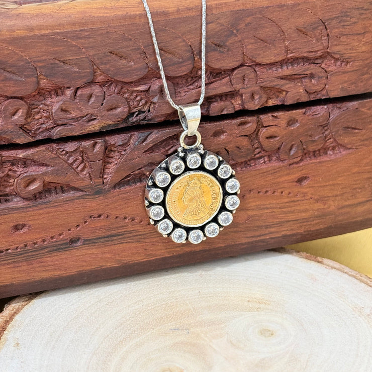925 Gold Polished Silver Coin Heritage Pendant