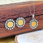 925 Gold Polished Silver Coin Pendant Set