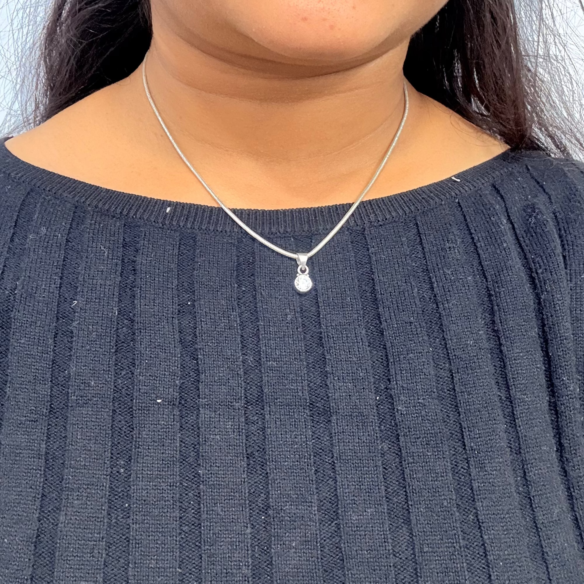 Round Cubic Zirconia Dailywear Silver Pendant