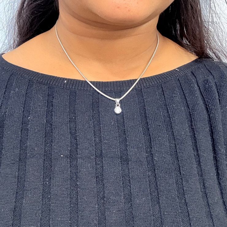 Round Cubic Zirconia Dailywear Silver Pendant