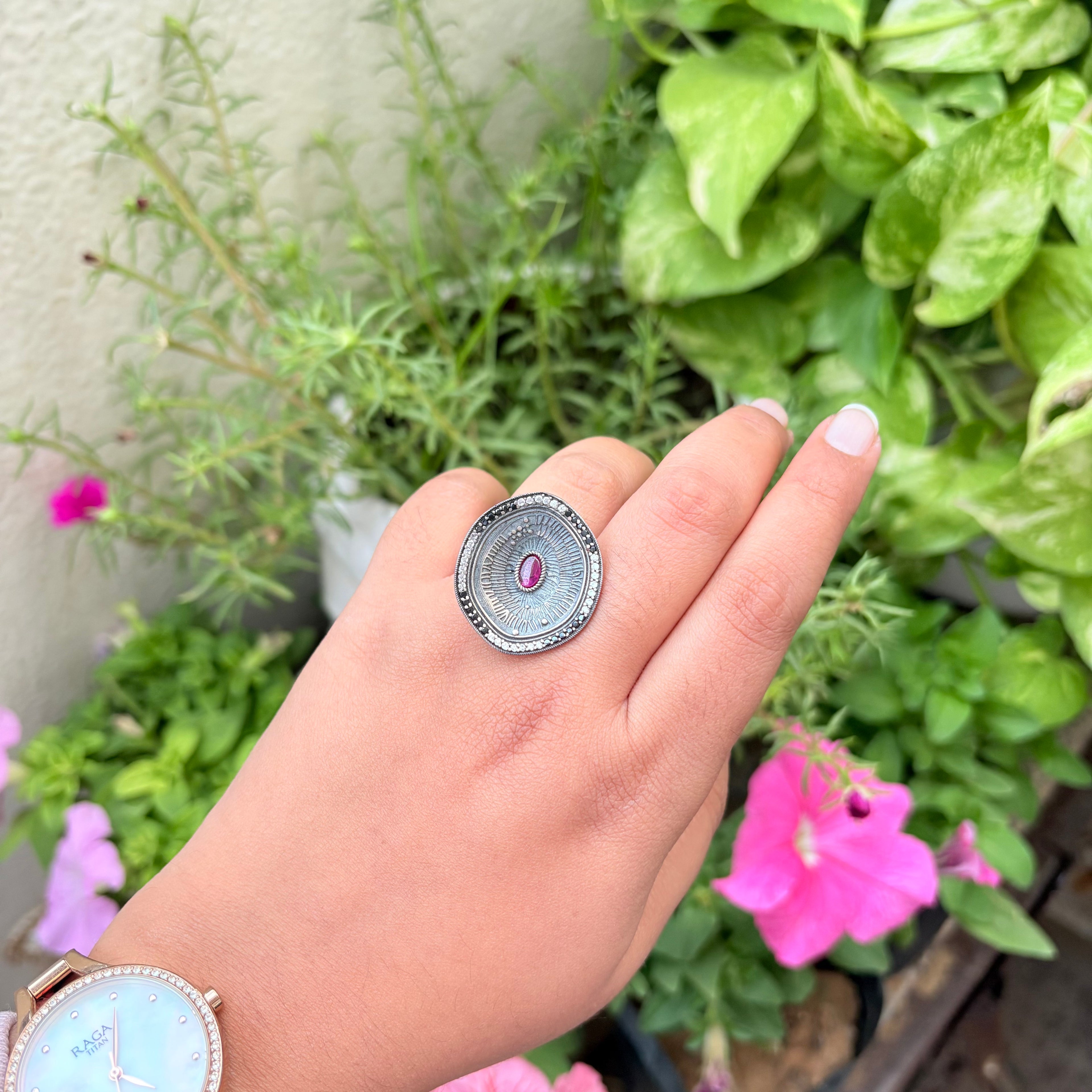 Handcrafted Oxidized Silver Ring