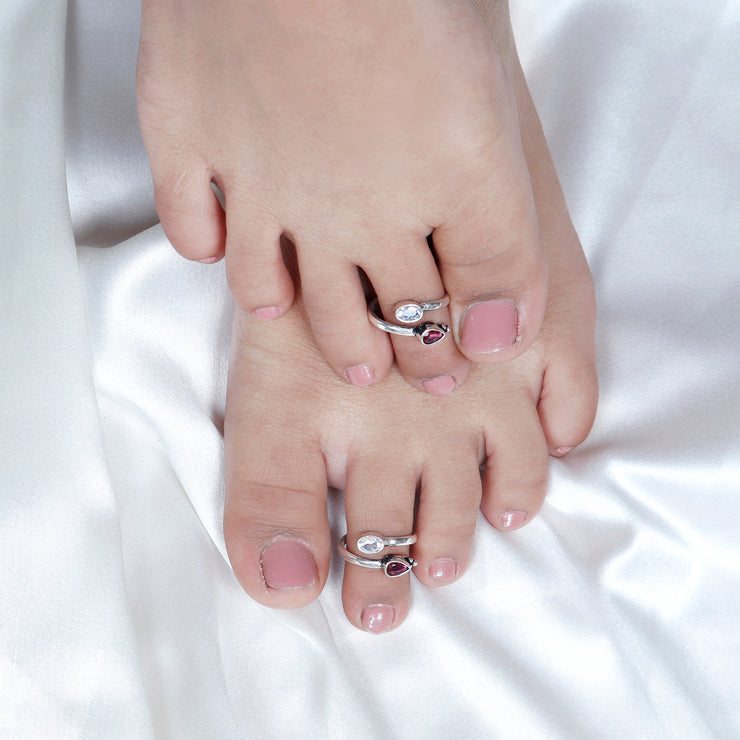 Cubic Zirconia Silver Toe Ring