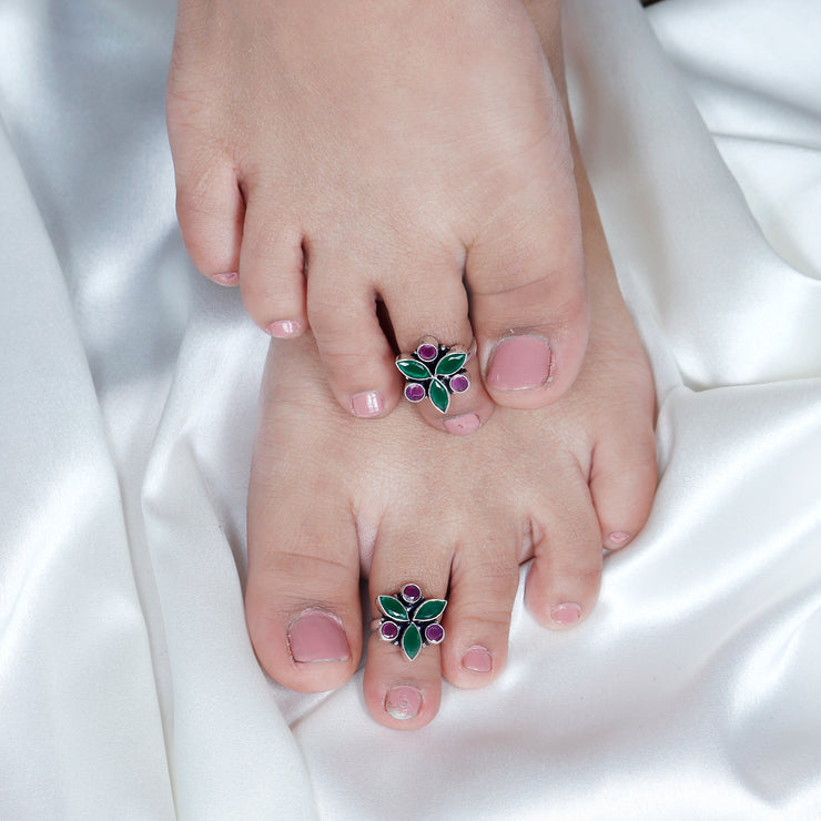 Marquise Petal Silver Toe Ring