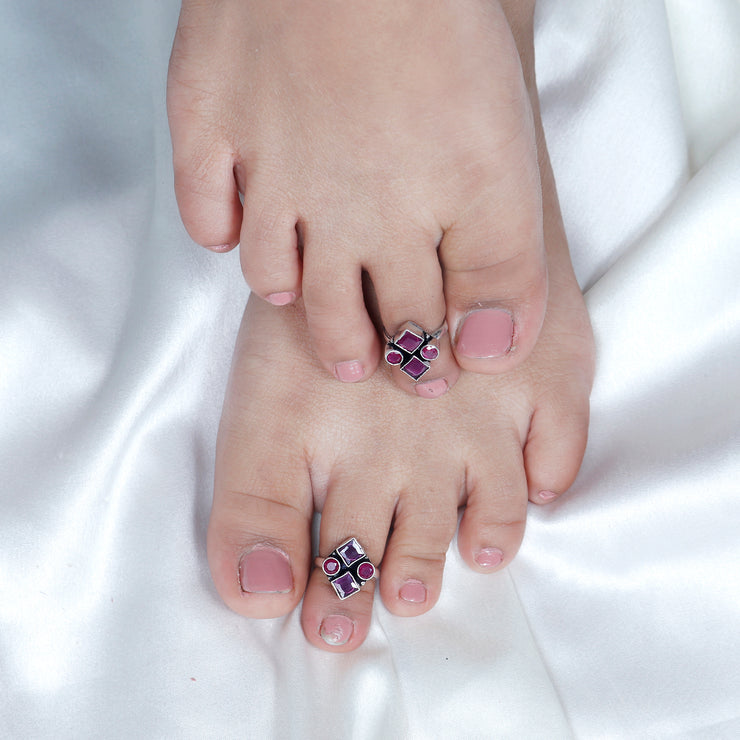 Sparkling Three Petal Silver Toe Ring