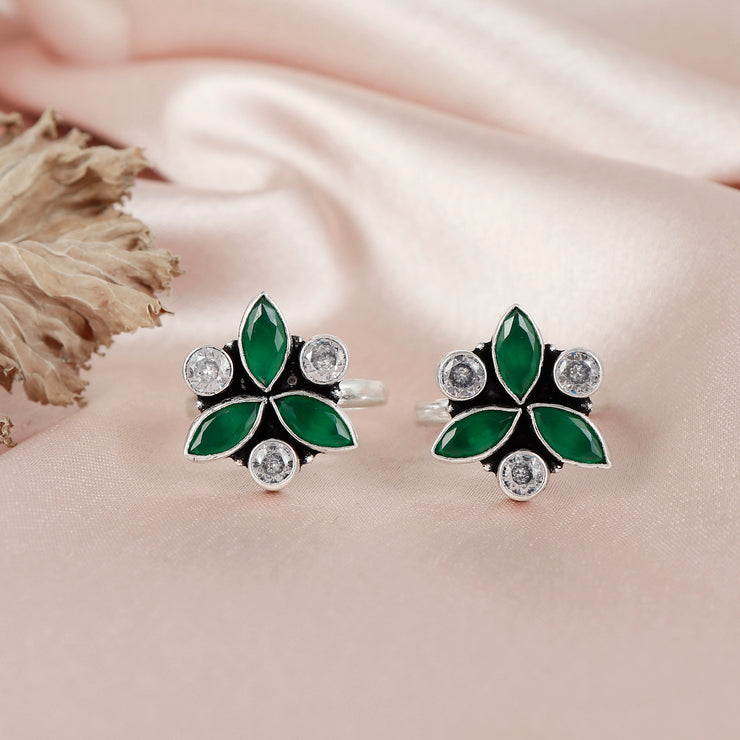 Marquise Petal Silver Toe Ring