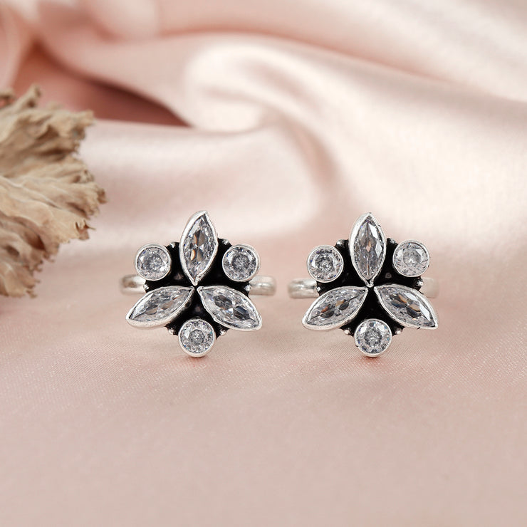 Marquise Petal Silver Toe Ring