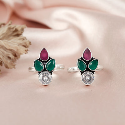 Big Petal Silver Toe Ring