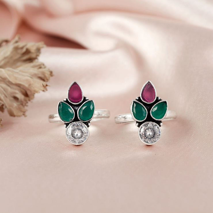 Big Petal Silver Toe Ring