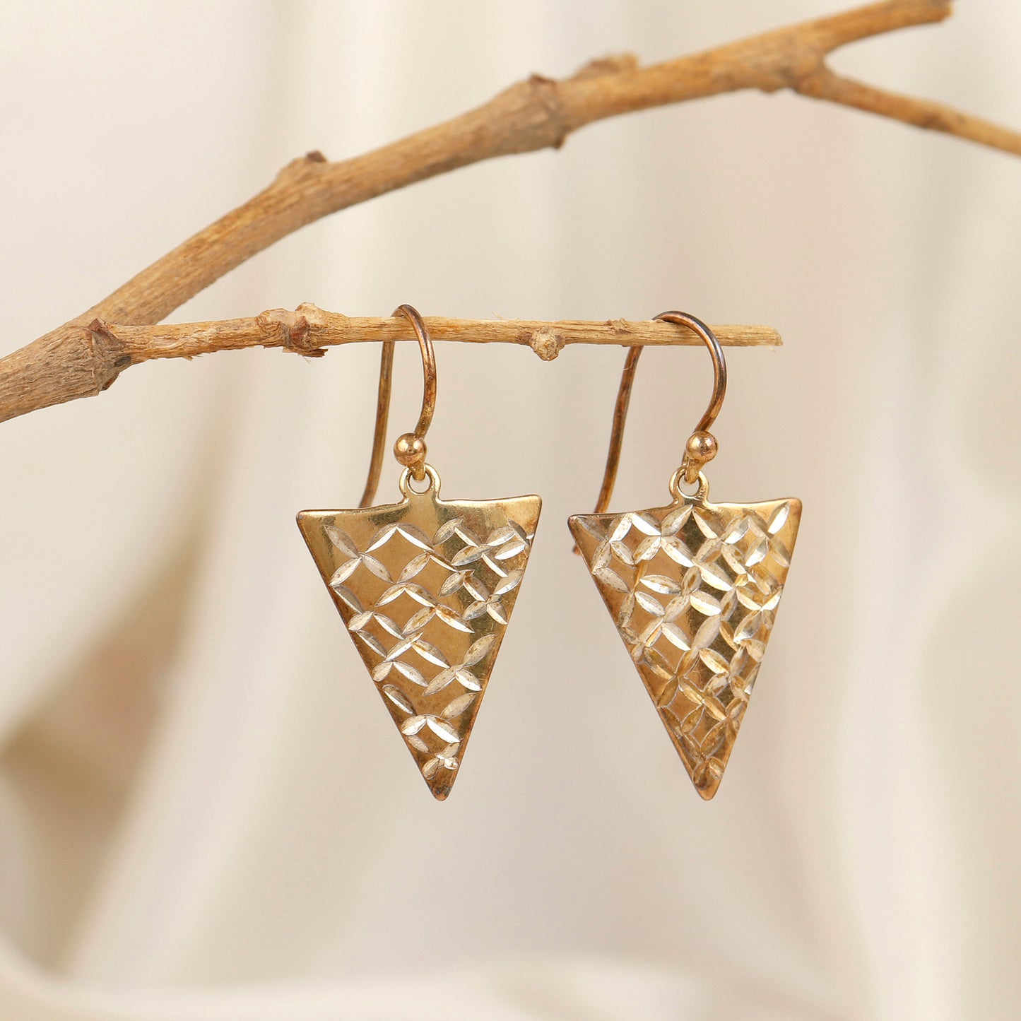 Gold-Plated Geometric Triangle Silver Earrings