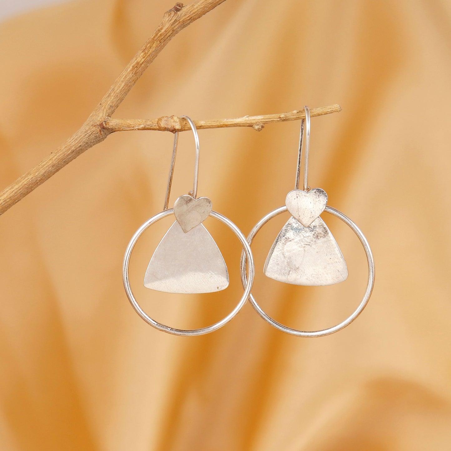 Unique Mixed-Shape Drop Silver Earrings