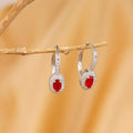 Elegant Ruby Red Oval Crystal Earrings