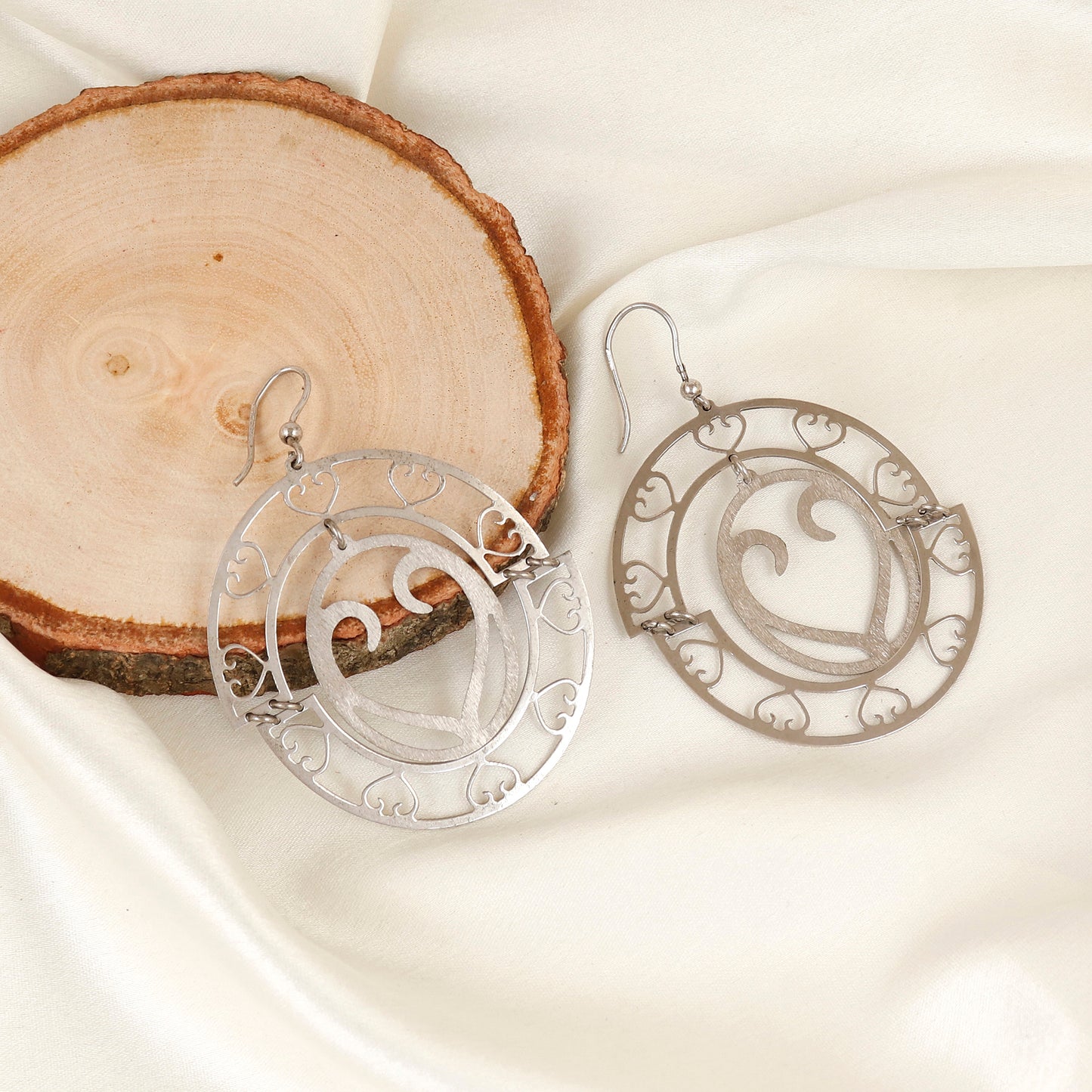 Oversized Sterling Silver Filigree Moon Earrings