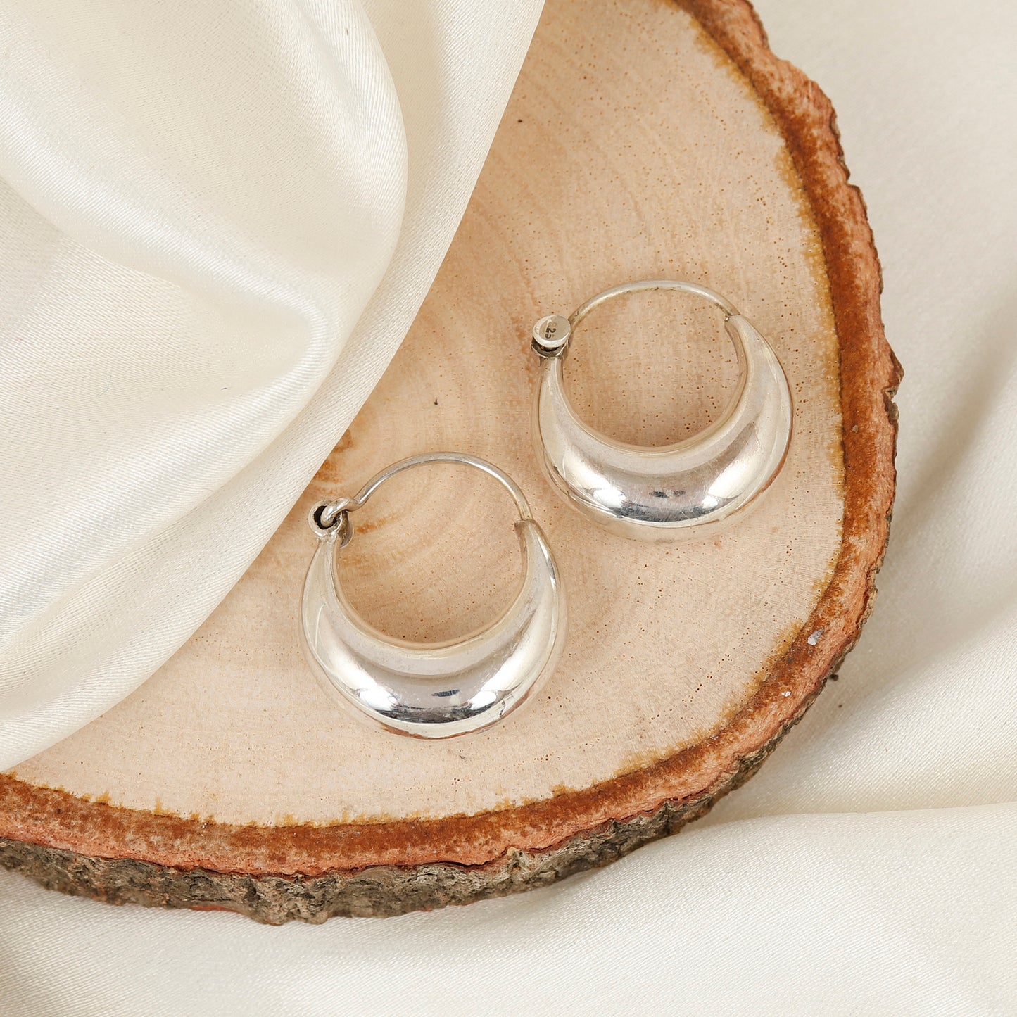 Korean Style Silver Hoop  Earrings