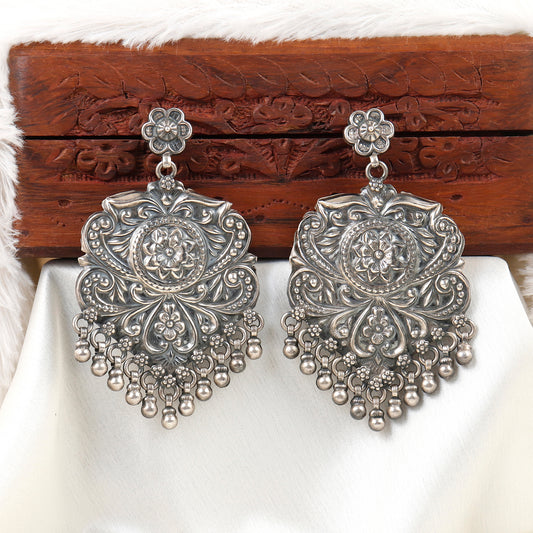 Rajwadi Traditinal Oxidized Silver Earrings