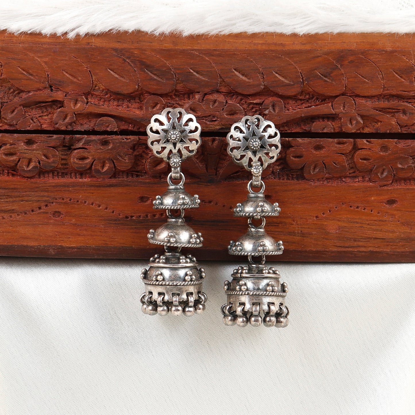 Festive Silver Jhumkis For women