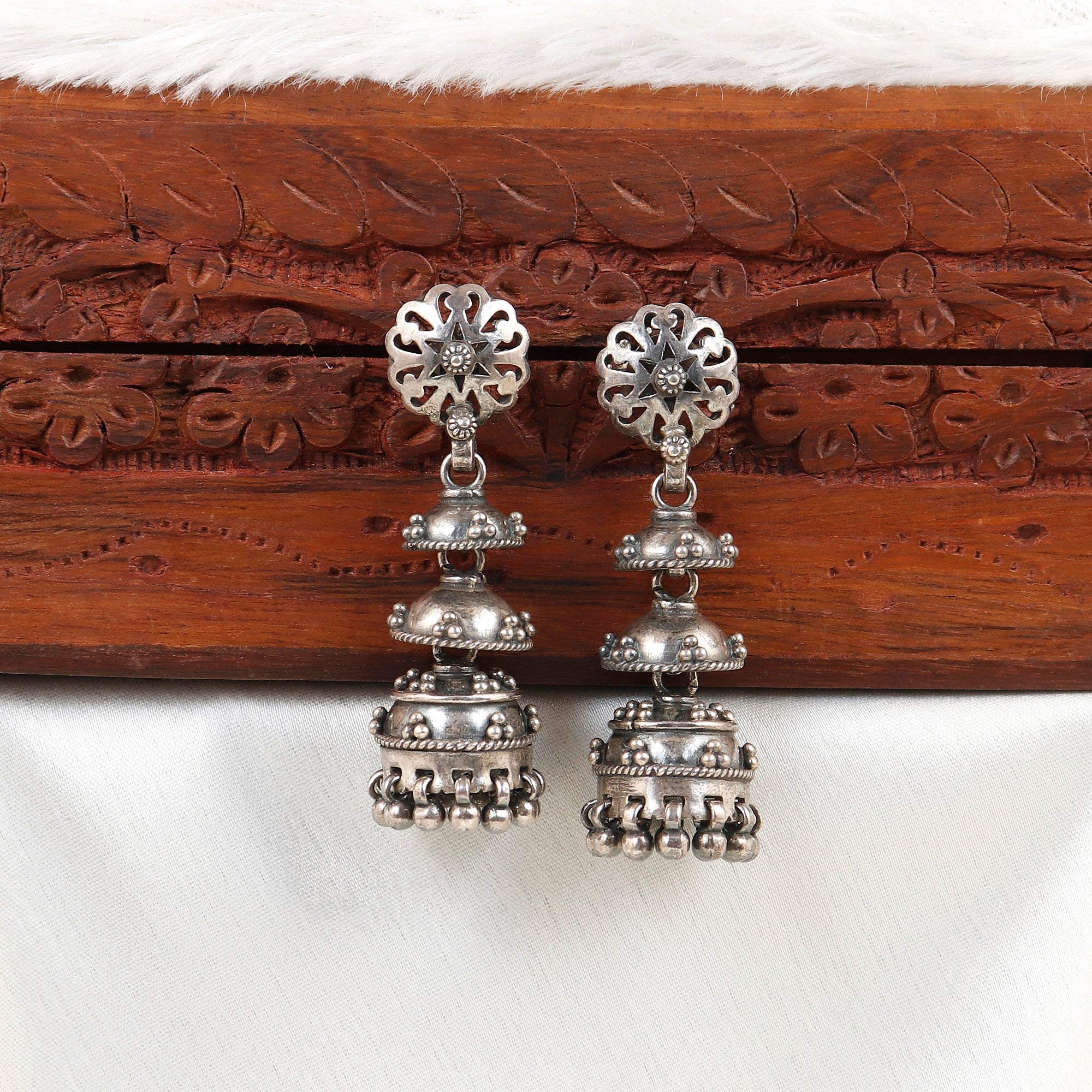 Festive Silver Jhumkis For women