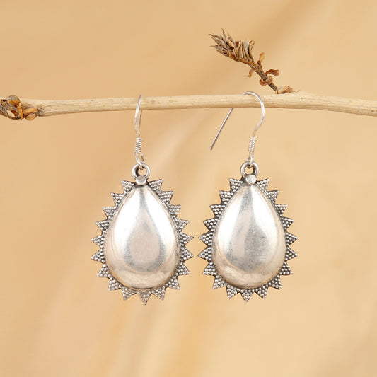 Teardrop Granulated Silver Earrings