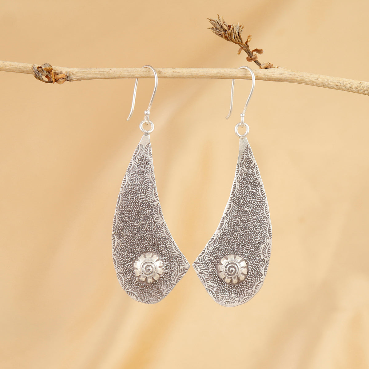 Ancient Echoes Spiral Statement Silver Earrings