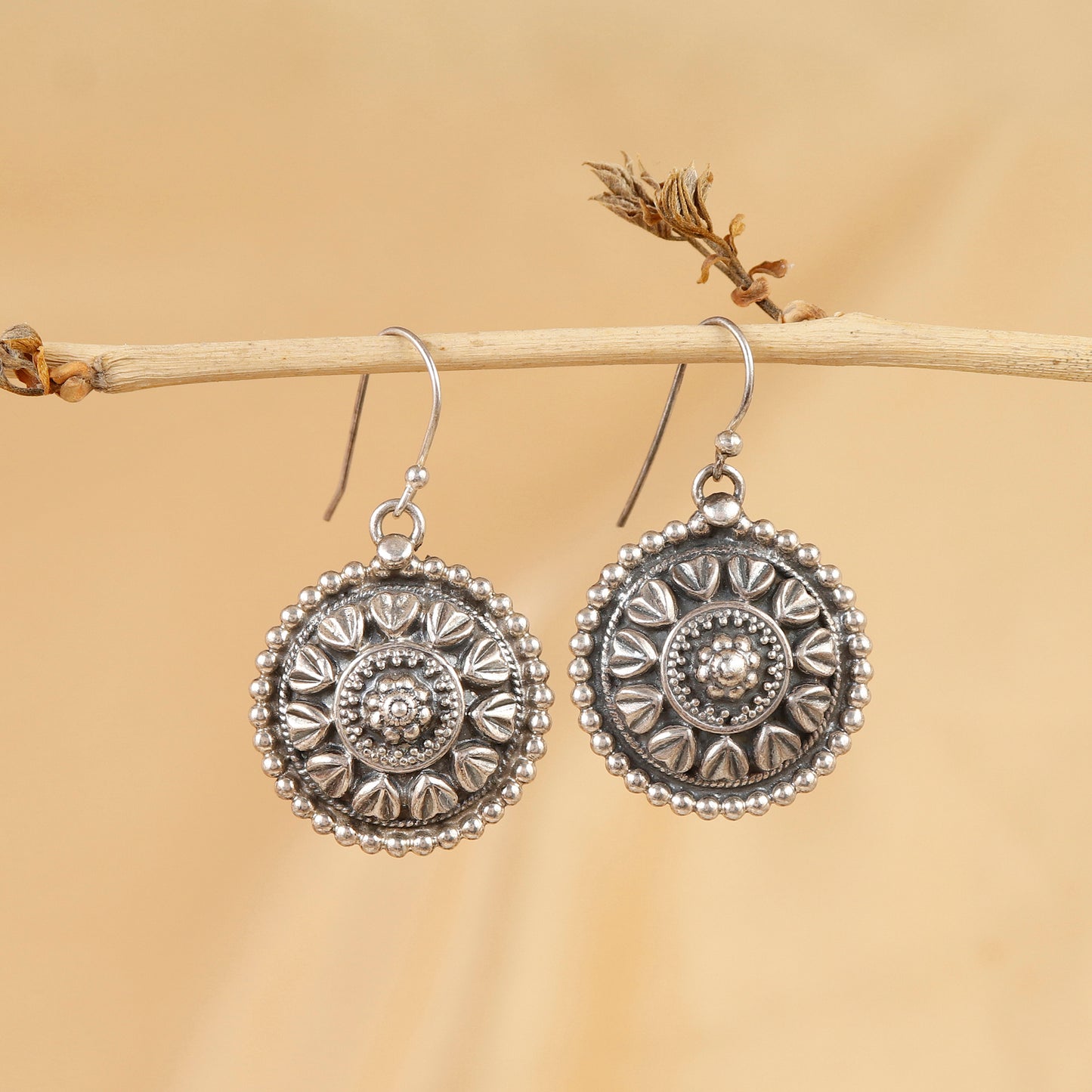 Infinite Spiral Night Drop Silver Earrings