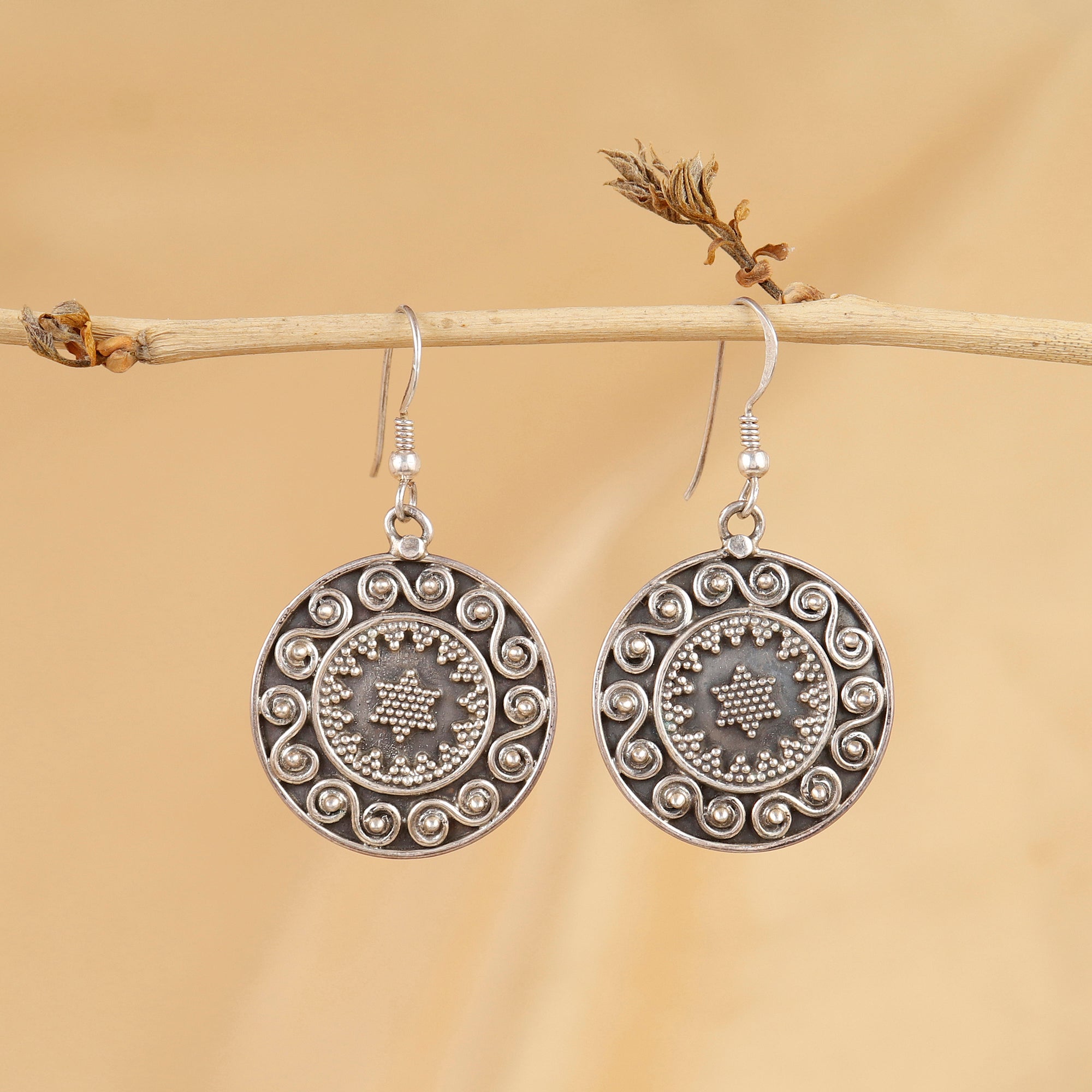 Filigree Silver Dangle Earrings