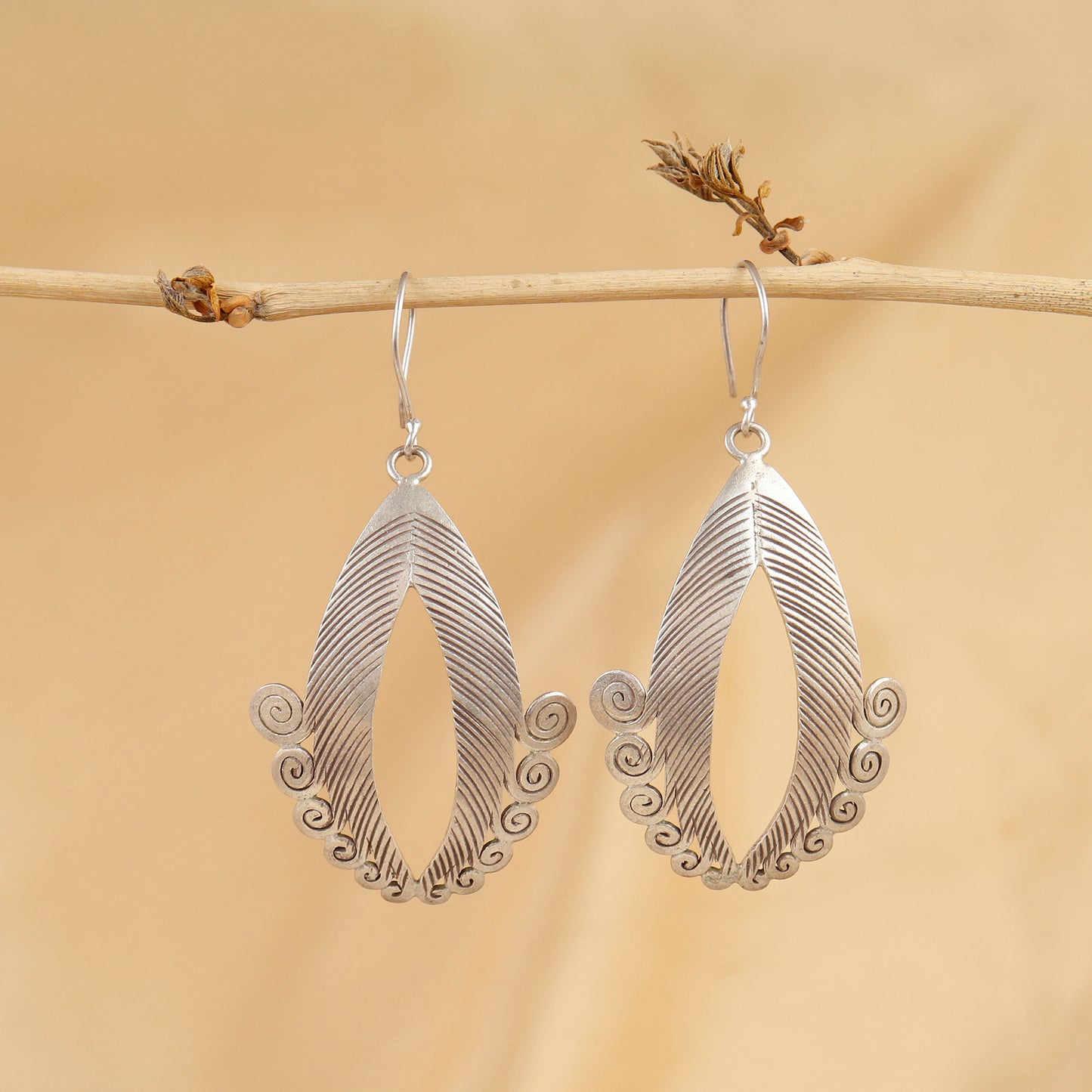 Tribal Muse Textured Silver Drop Earrings