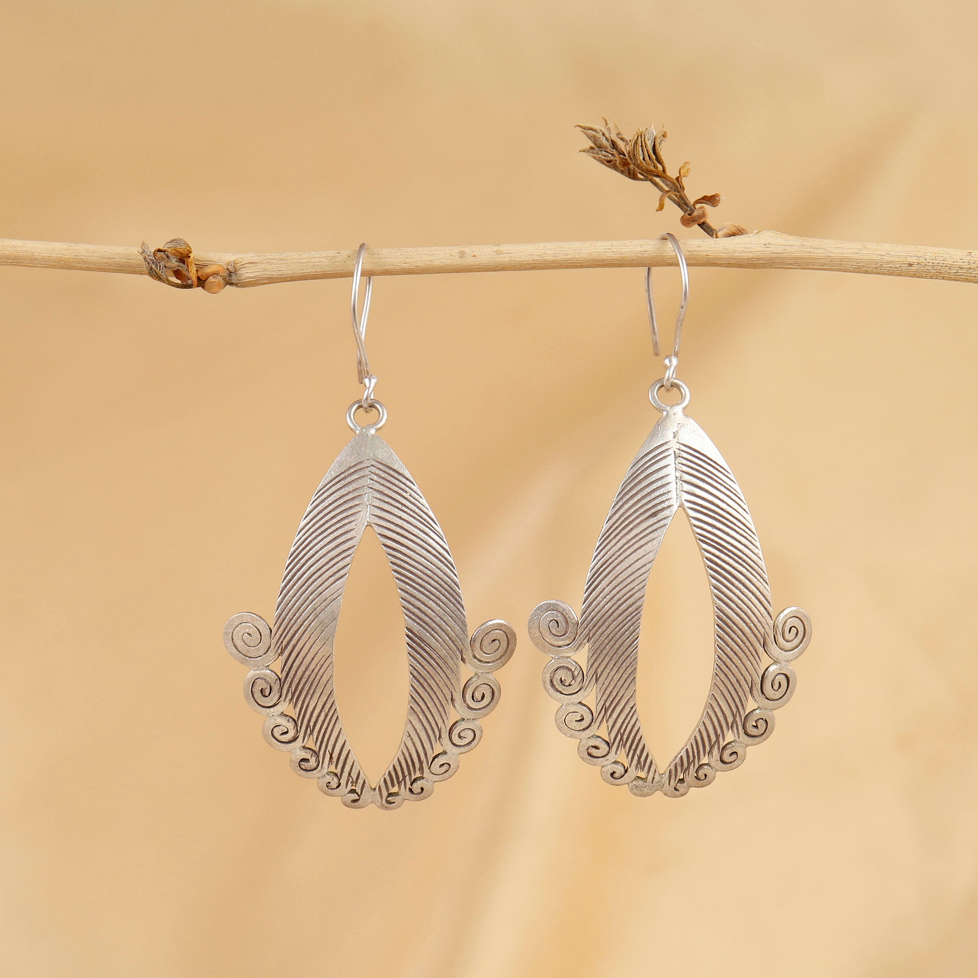 Tribal Muse Textured Silver Drop Earrings