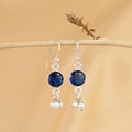 Sapphire Round Faceted Gemstone Silver Dangles