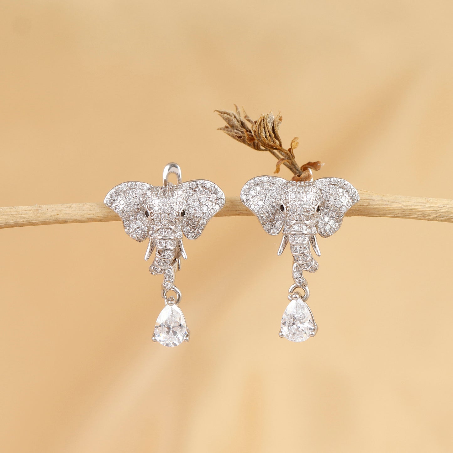 Elephant Minimal Silver Stud Earrings