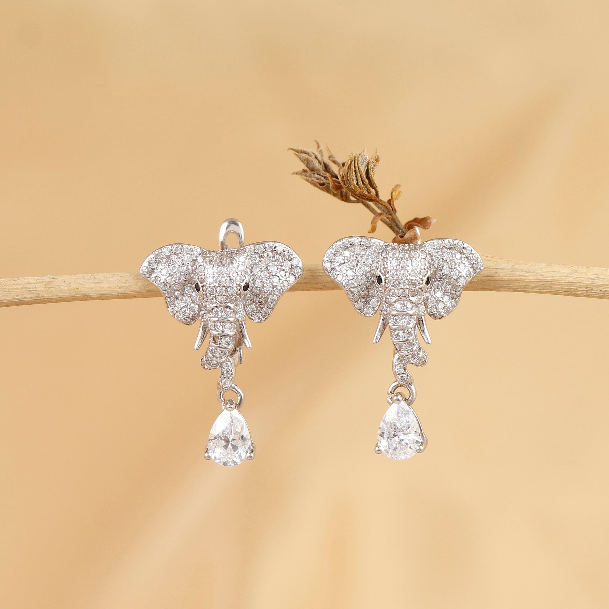 Elephant Minimal Silver Stud Earrings