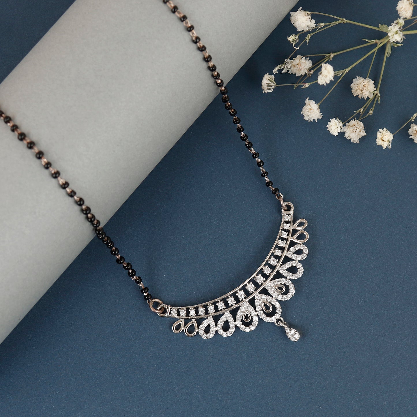 Serene Petal Silver Mangalsutra